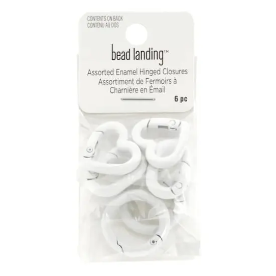 Enameled Hinge Closure Assortment by Bead Landing&trade; White {4}