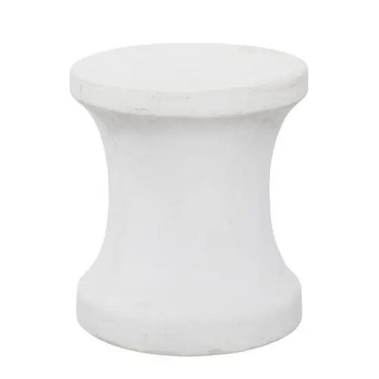 16" Fiberclay Contemporary Outdoor Stool White {3}