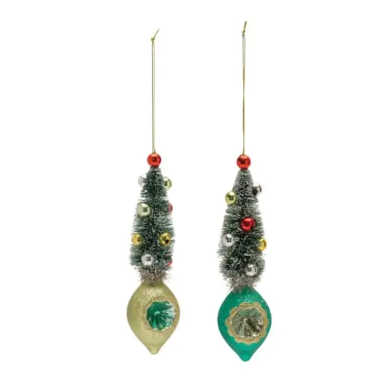 12ct. 6.5" Pine Tree Reflector Drop Ornament Set {3}