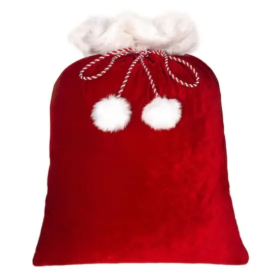 Red & White Deluxe Santa Bag With Fur Cuff, 42" x 32" {3}