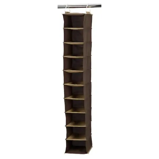 Household Essentials 10-Shelf Wide Hanging Shoe Organizer Brown {1}