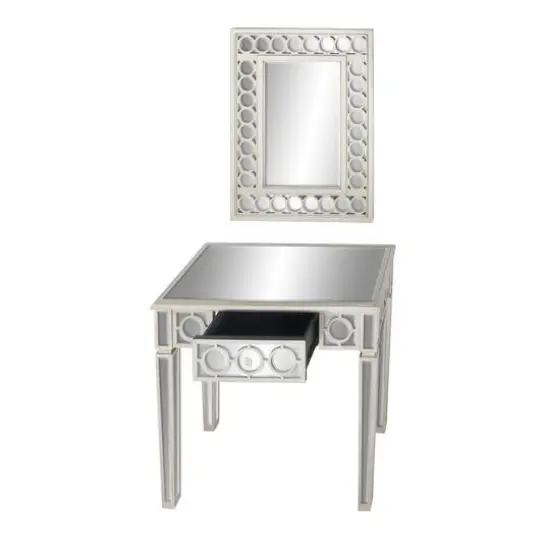 Set of 2 Grey Wood Glam Console Table, 31" x 31" {8}