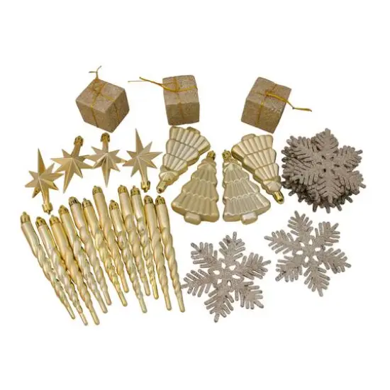 125ct. Champagne Gold Shatterproof 4-Finish Christmas Ornaments {3}