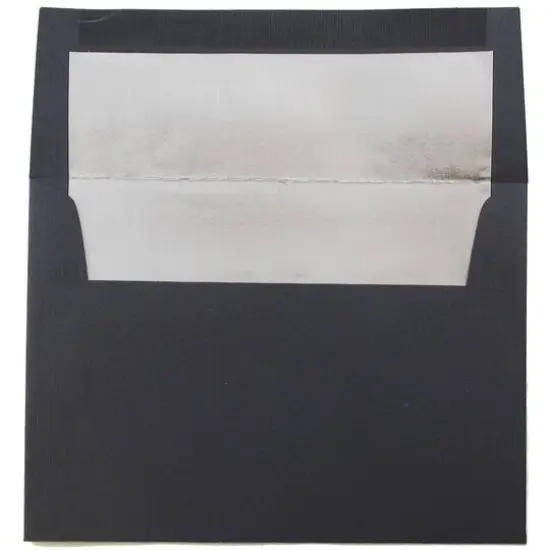 JAM Paper 4.75" x 6.5" Foil Lined Invitation Envelopes, 50ct. Black Linen with Silver Foil {1}