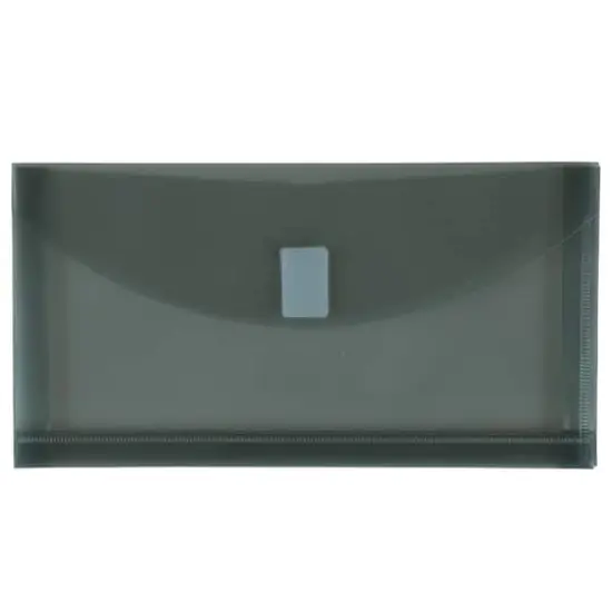 JAM Paper 5.25" x 10" Plastic Hook & Loop Closure Envelopes, 12ct. Smoke Grey {1}