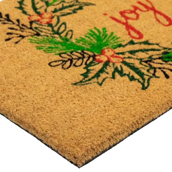 30" Joy Wreath Natural Coir Christmas Doormat {6}