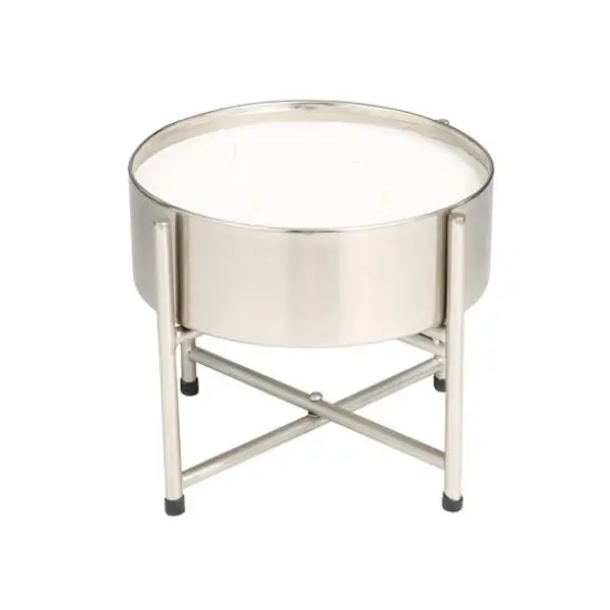 55oz. Sweet Bamboo Scented White 4 Wick Candle in Silver Bowl with Stand {1}