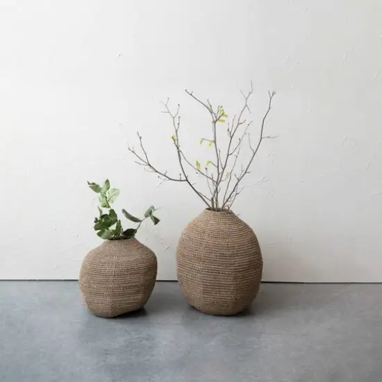 Hello Honey&reg; Large Natural Decorative Handwoven Rattan Basket {5}