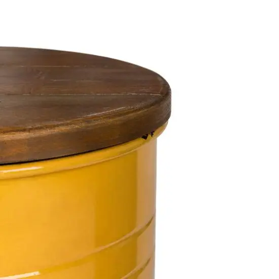 Glitzhome&reg; Metal Storage Accent Table with Solid Wood Lid Set Yellow {9}