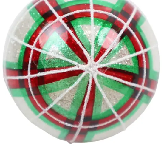 4" Red & White Plaid Glass Ball Ornament by Ashland® {4}