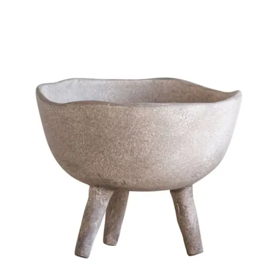 5.5" Large Matte Taupe Terracotta Footed Planter {3}