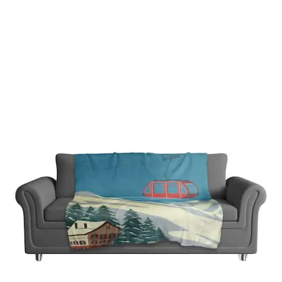Ski Lift Lodge 50x60 Coral Fleece Blanket {4}