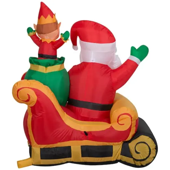 3.5ft. Airblown&reg; Inflatable Santa and Elf in Sleigh {3}