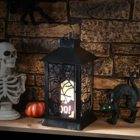 16" Black Halloween Bats Lantern {3}