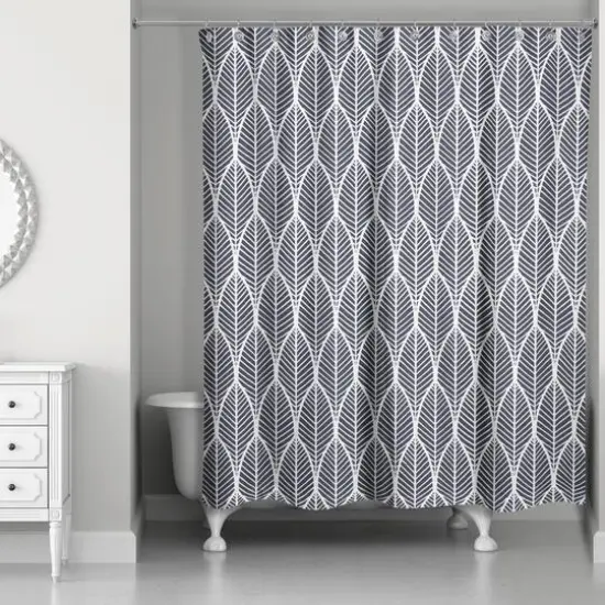 Leaf Shower Curtain Navy {1}