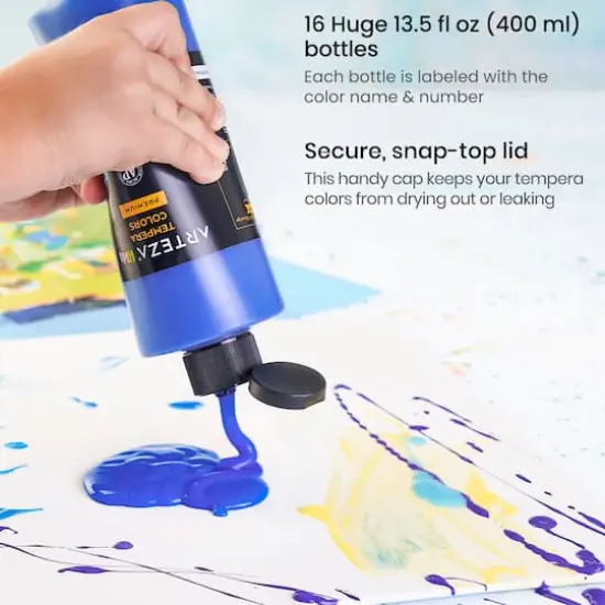 Arteza&reg; Kids Premium Tempera Paint, 13.5 oz/400 ml, Assorted Colors, set of 16 {5}