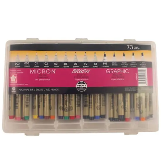 Pigma&reg; 73 Pen Set with Reusable Storage Case {1}