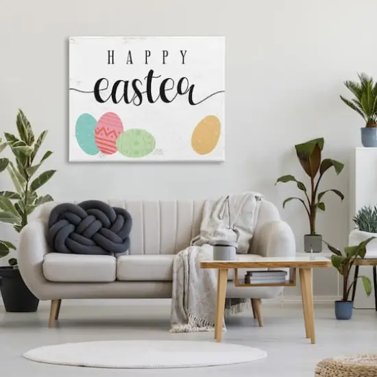Stupell Industries Happy Easter Greeting Fun Pattern Spring Holiday Eggs Canvas Wall Art {3}