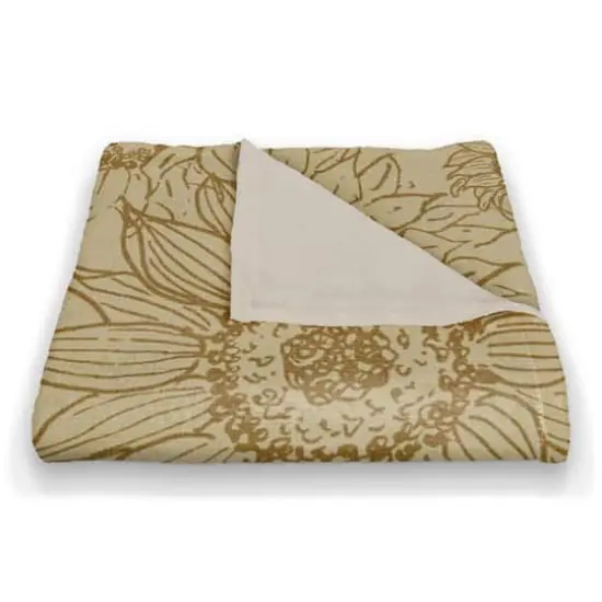 Large Sunflower Head Coral Fleece Blanket Gold/Yellow {3}