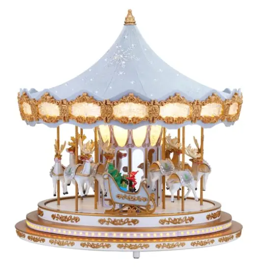 90th Anniversary Collection 17" Ice Blue Animated & Musical LED Crystal Carousel Accent {1}