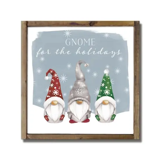 Gnome for the Holidays Framed Wood Plaque {1}
