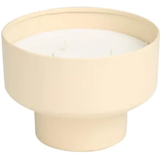 White Wax Sweet Bamboo Scented Candle with Elevated Matte Tan Container {1}