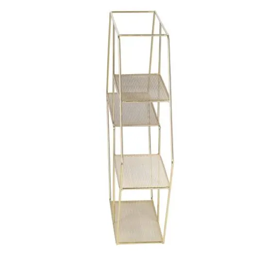 Honey Can Do 21" Gold Hexagonal Decorative 4-Tier Metal Wall Shelf {9}