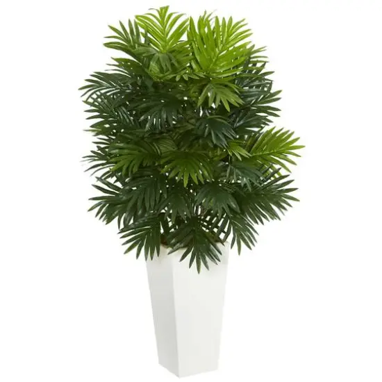 3.5ft. Areca Palm Artificial Plant in White Tower Planter {1}