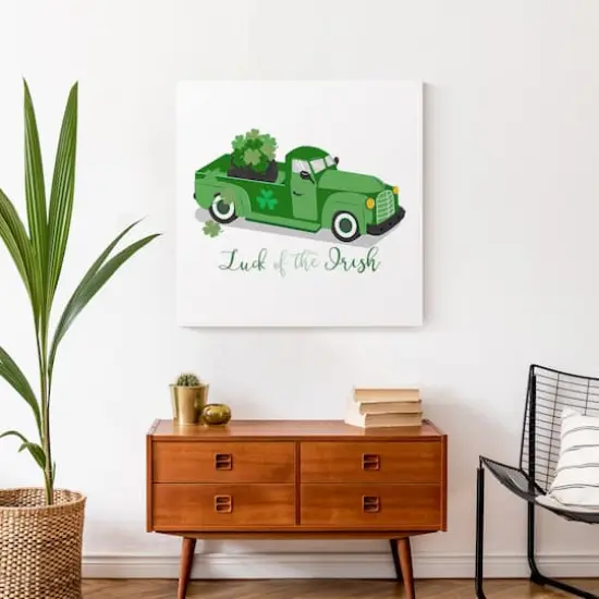 Plaid Green Truck Luck Canvas 24" x 24" Canvas Wall Art {5}