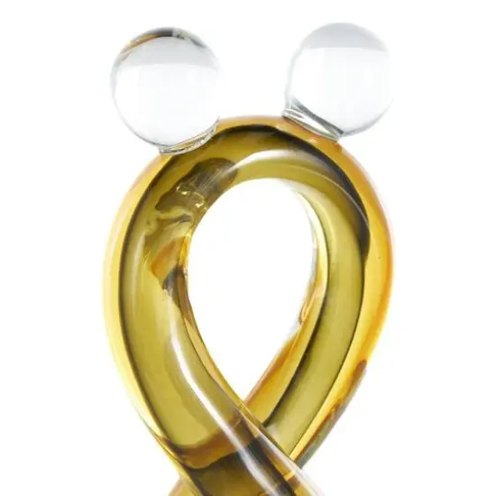12" Amber Yellow Glass Abstract Infinity Sculpture {6}