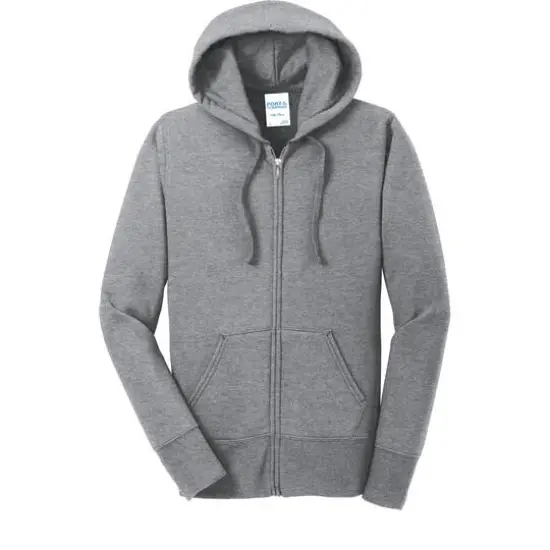 Port & Company&reg; Ladies Core Fleece Full-Zip Hooded Sweatshirt Athletic Heather {1}