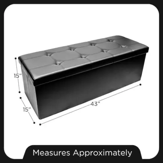 Sorbus 43" Faux Leather Storage Bench Black {6}