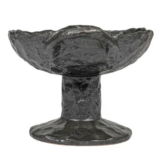 Hello Honey&reg; 9.5" Black Stoneware Footed Plate with Handles & Reactive Glaze {6}