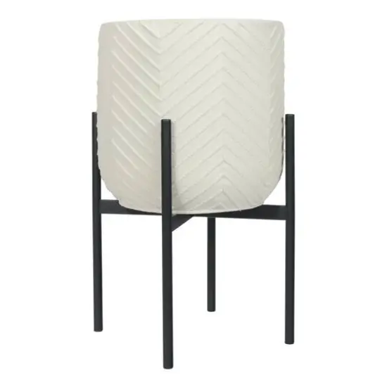 Hello Honey&reg; 22" White with Black Metal Planter and Stand, 2ct. {7}