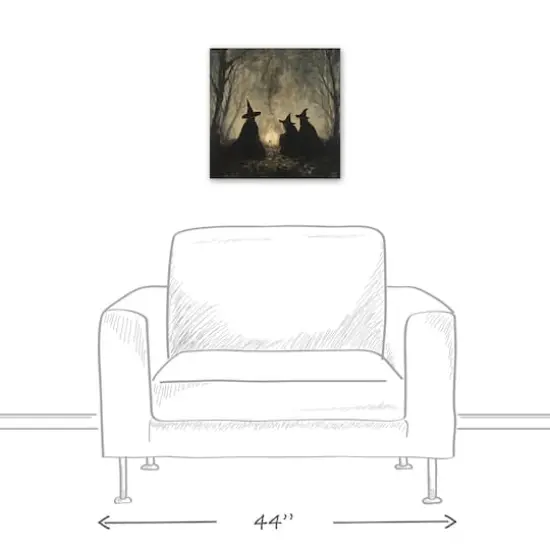 Spooky Witches Circle 16" x 16" Canvas Wall Art {4}