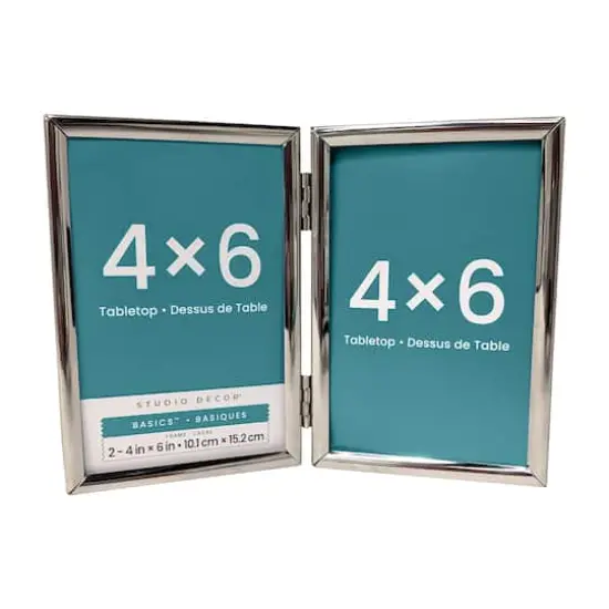 2-Opening Basics™ 4" x 6" Silver Rounded Metal Tabletop Frame by Studio Décor® {1}