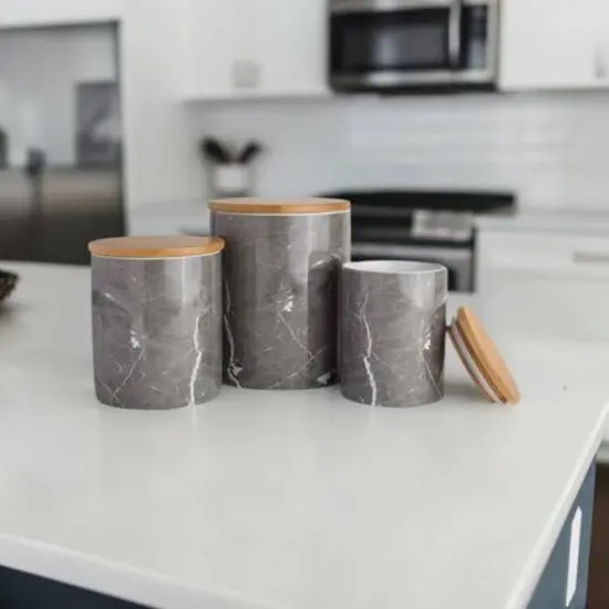 DII&reg; Black Marble Ceramic Canister Set {5}