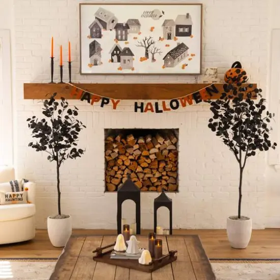 5ft. Artificial Halloween Black Eucalyptus Tree {8}