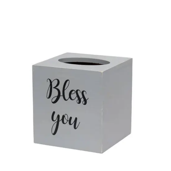 Elegant Designs Bless You Tissue Box Cover Gray Wash {1}