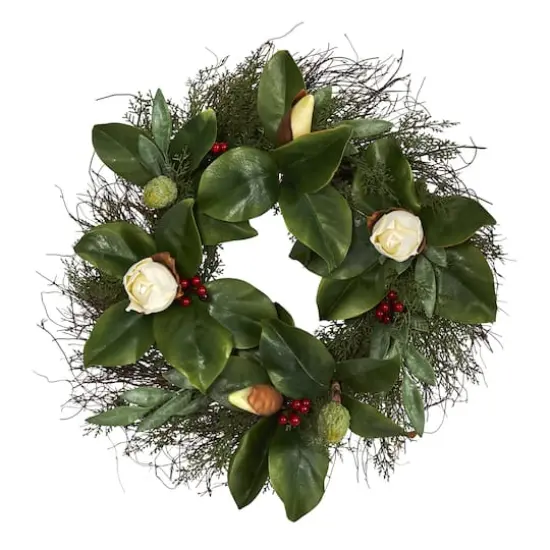 20" Cedar & Magnolia with Berries Wreath {1}