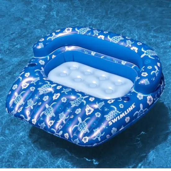 Swimline 58" Inflatable Tropical Blue Double Pool Lounger {3}