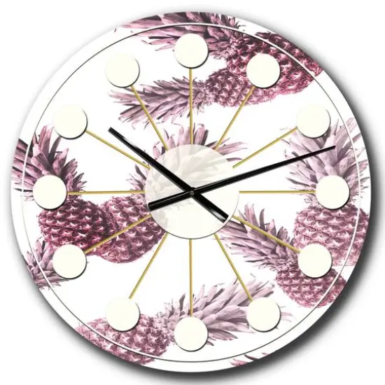 Designart 'Pineapple Summer Bliss Iii Mid-Century Modern Wall Clock {1}