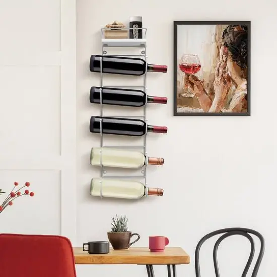 Sorbus Wall Mounted Towel Rack with Shelf White {5}