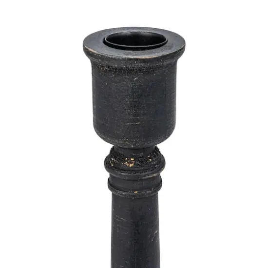 Hello Honey&reg; Round Black Wood Taper Candle Holder Set {12}