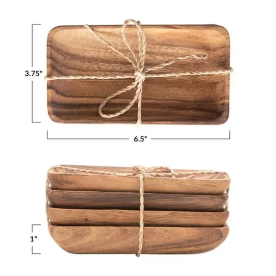Hello Honey&reg; Acacia Wood Trays with Seagrass Tie, 4ct. {9}