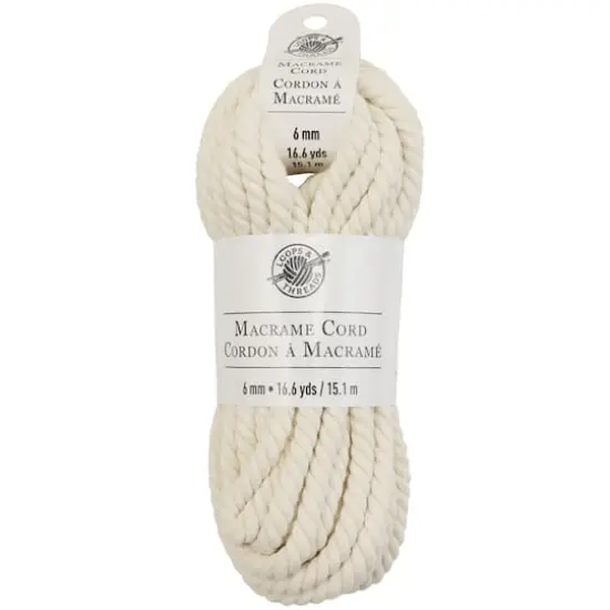 Macram&eacute; Cotton Cord by Loops & Threads&reg;, 50ft. Natural {1}