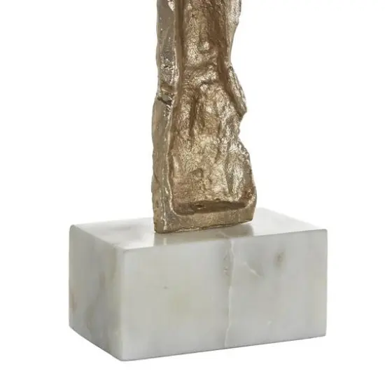 Gold Aluminum Metal Figurine Sculpture with Marble Base, 2ct. {7}
