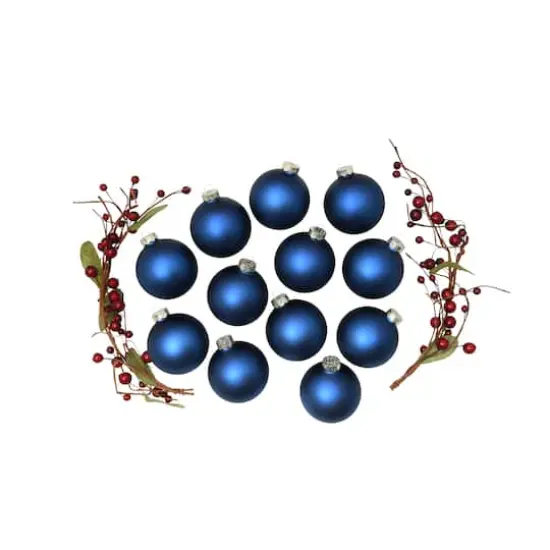Whitehurst 12ct. 2.75" Matte Glass Ball Ornaments Midnight Blue Matte {4}