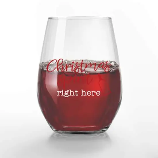Christmas Spirit 15oz. Printed Stemless Wine Glass {3}
