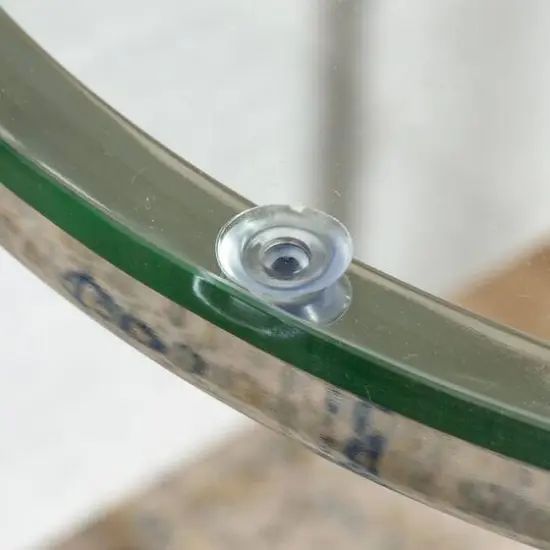 Walker Edison 16" Glam Round Side Table Glass/Chrome {5}